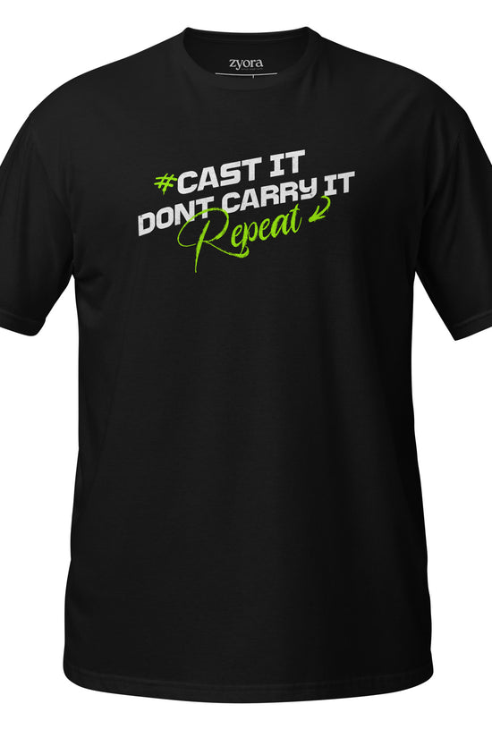 Cast It Don’t Carry It Christian t-shirt with 1 Peter 5:7 scripture design, unisex fit