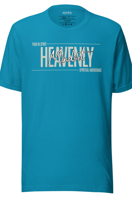 Unisex premium Christian tee with “Heavenly Mindset” design – faith-based fashion and gift by Zyora Apparel.