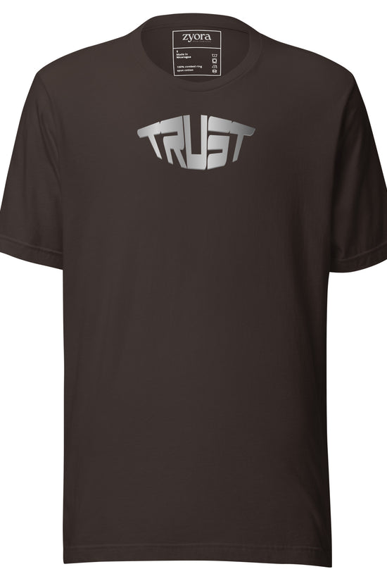“Christian graphic tee in Brown – Trust design – Zyora Apparel”