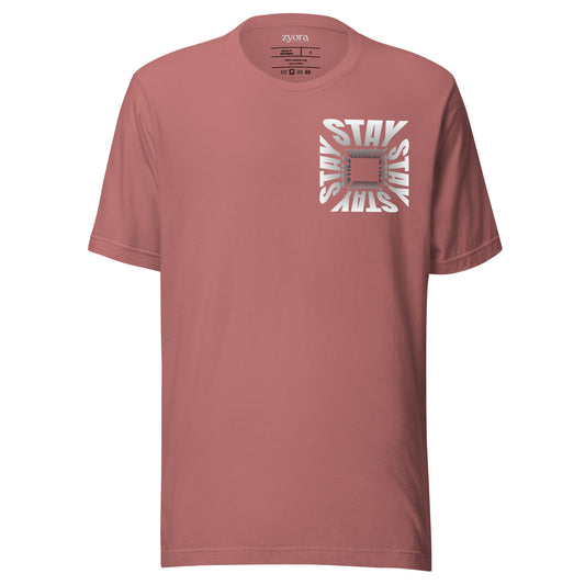 Unisex premium Christian tee with “Stay Connected Stay Still” design – faith-based fashion and gift by Zyora Apparel.